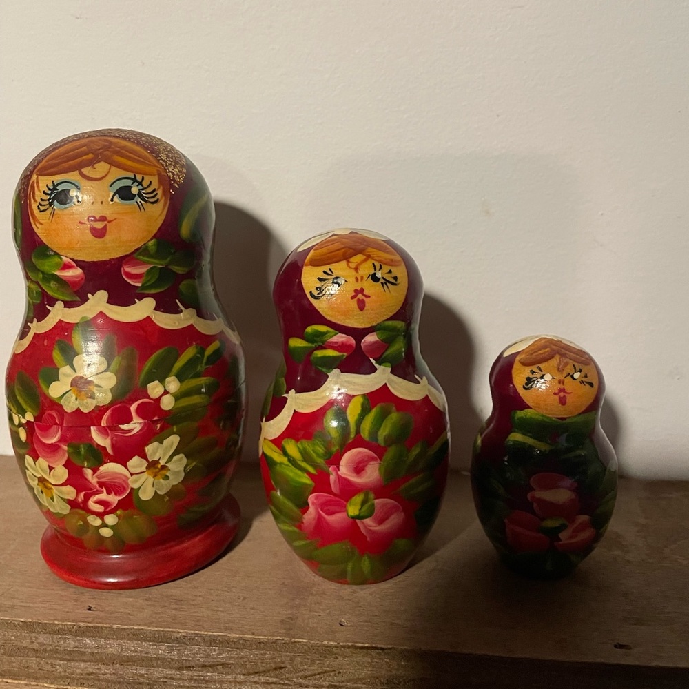 Vintage Wooden Nesting Dolls, Made in Russia